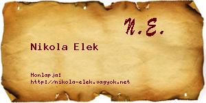 Nikola Elek névjegykártya